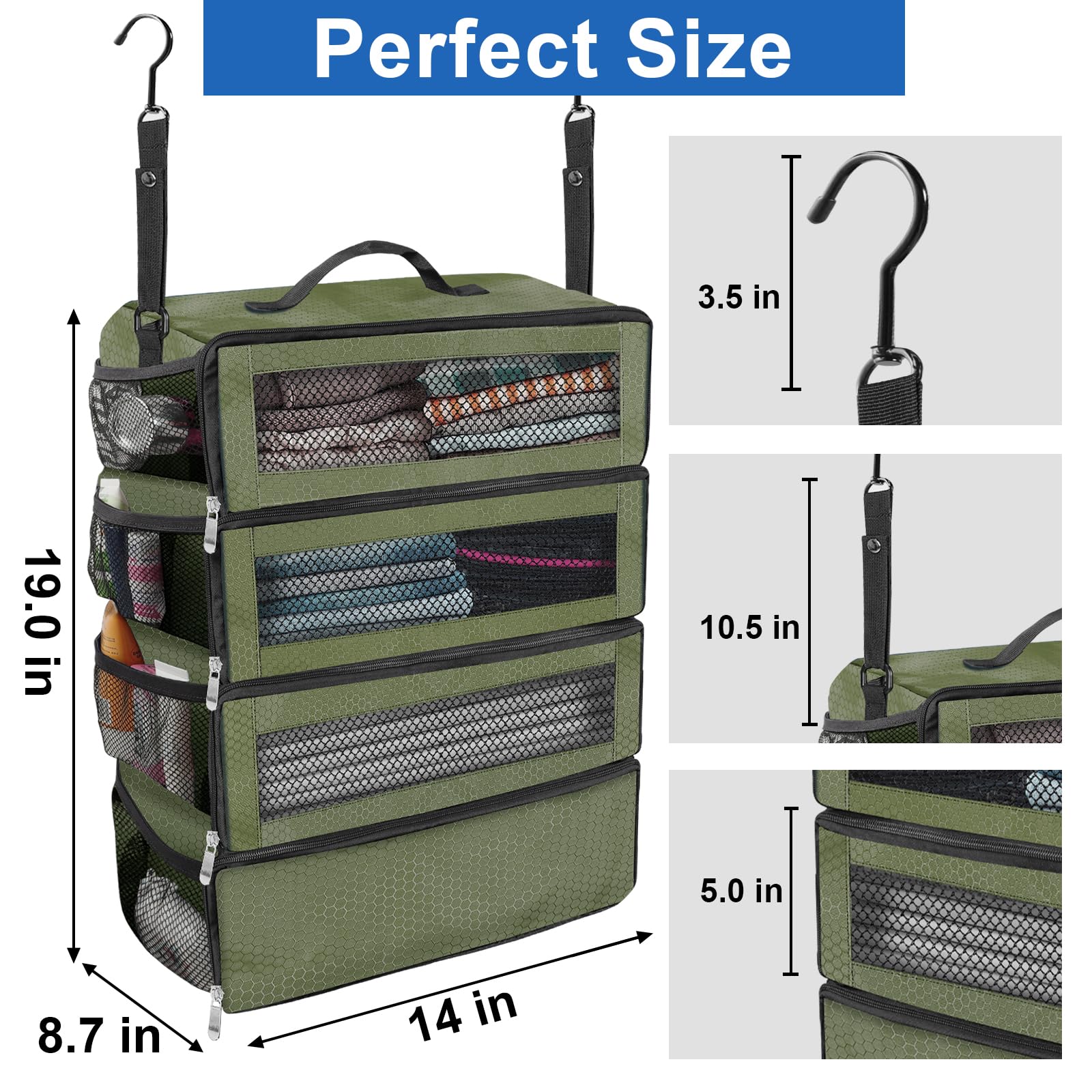 Collapsible Hanging Suitcase Organizer with Portable Travel Shelves