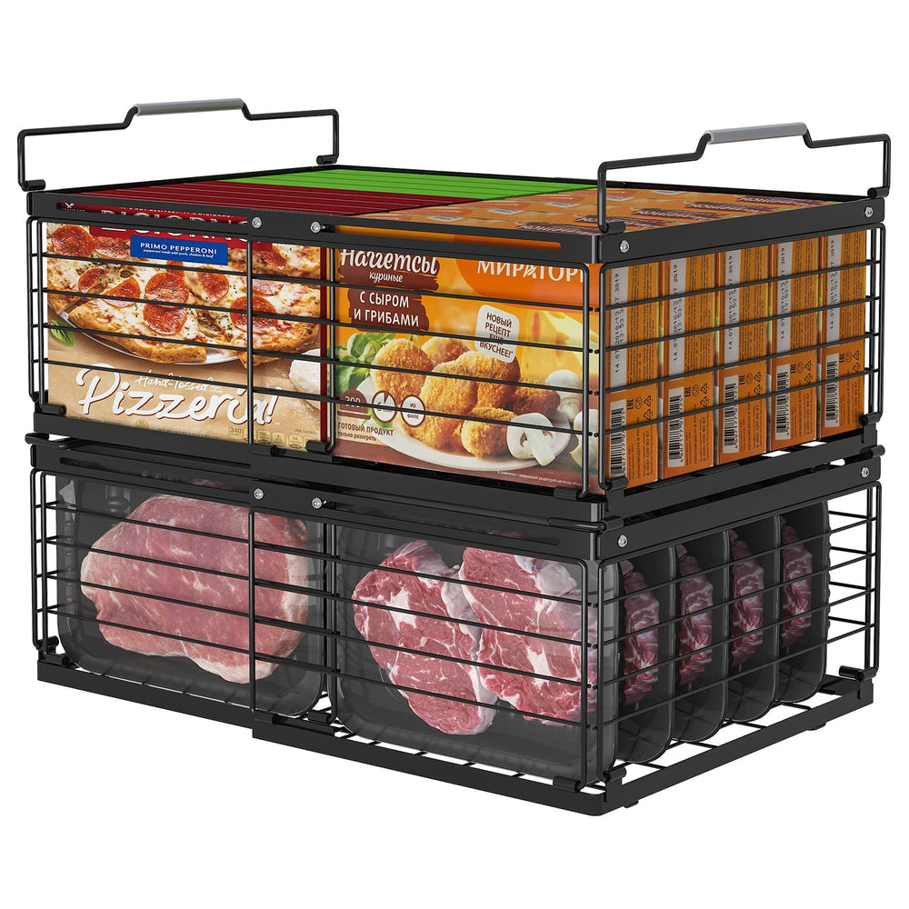 Four Pack Adjustable Stackable Freezer Organizer Bins for Chest Freezer