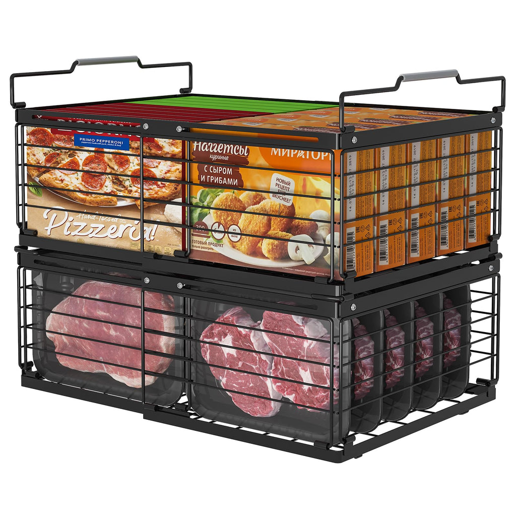 Four Pack Adjustable Stackable Freezer Organizer Bins for Chest Freezer