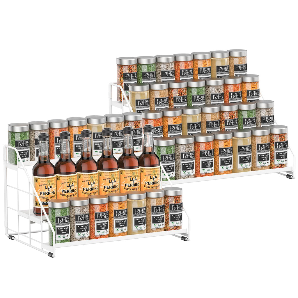 Adjustable Four Tier Spice Rack Organizer for Kitchen Cabinets