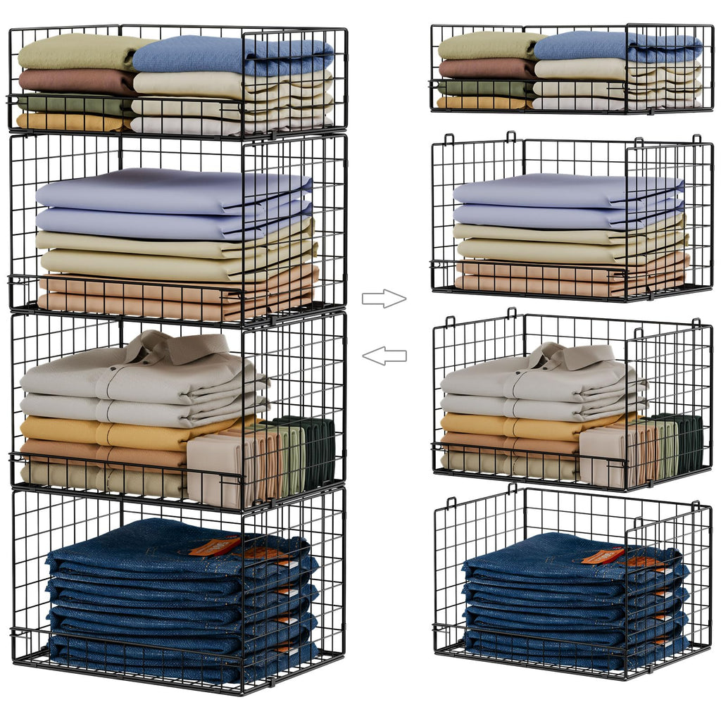 Four Tier Stackable Closet Storage Shelves