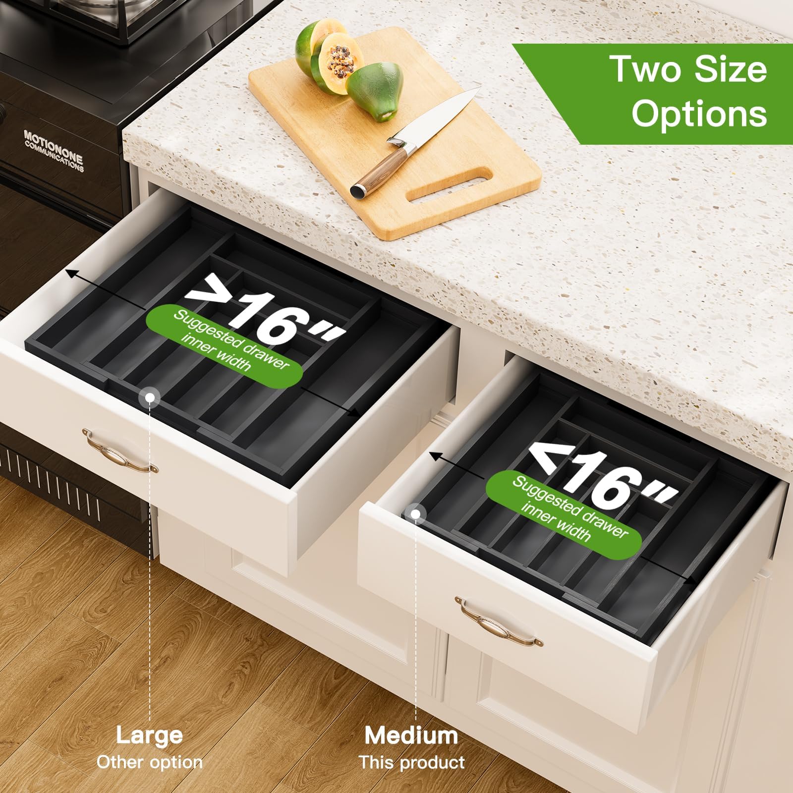 Expandable Bamboo Silverware and Cutlery Tray Organizer