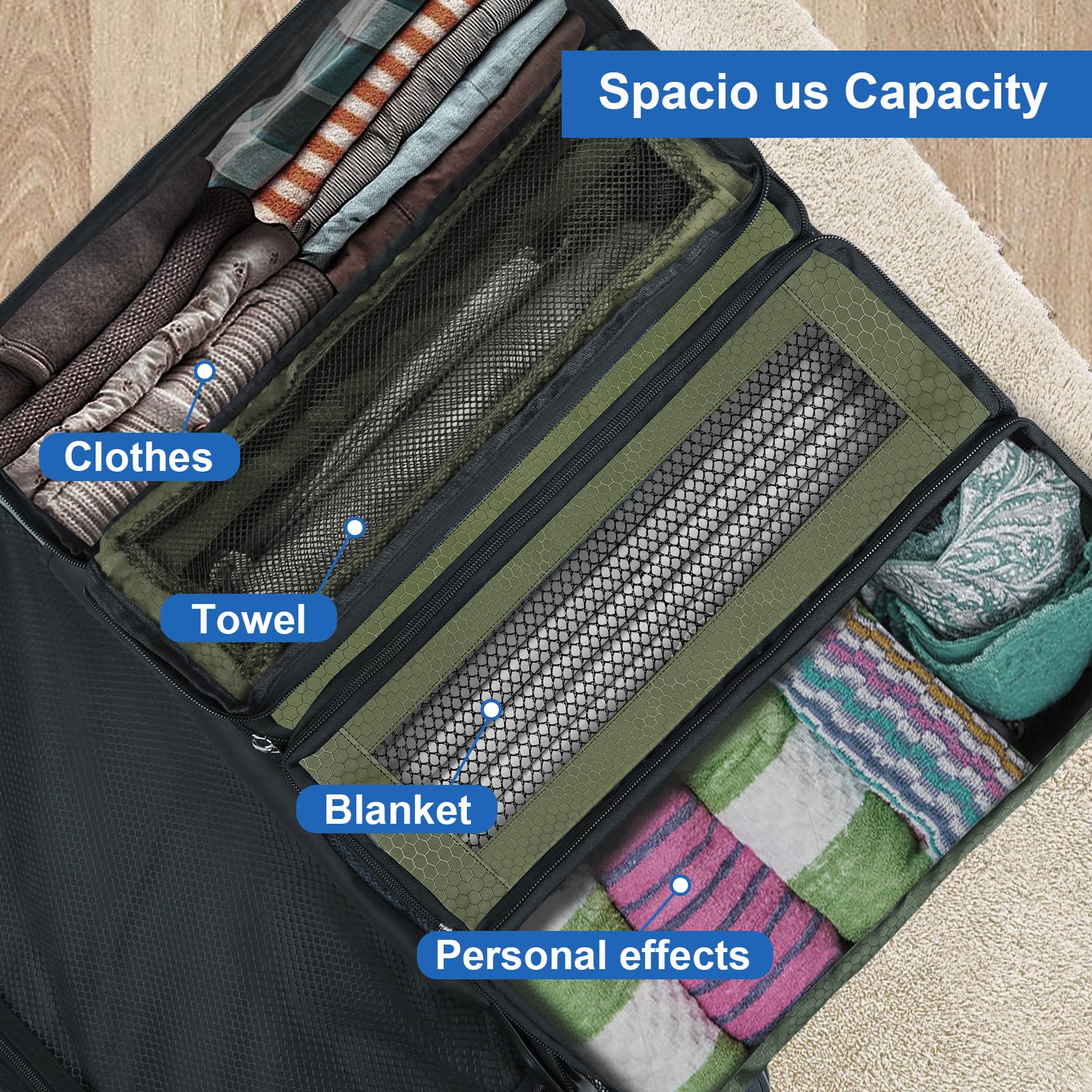 Collapsible Hanging Suitcase Organizer with Portable Travel Shelves