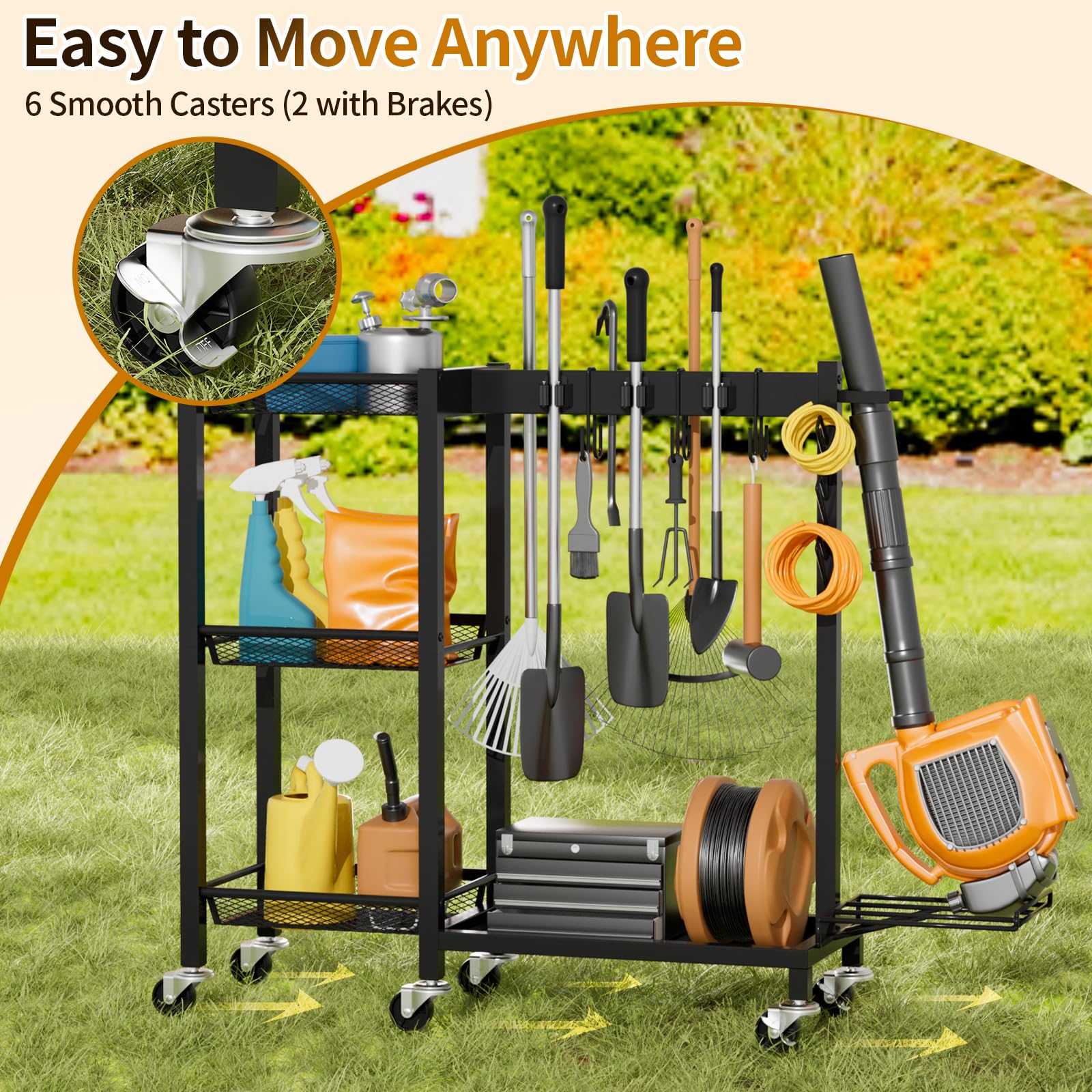 Large Capacity Broom Holder and Cleaning Supplies Organizer