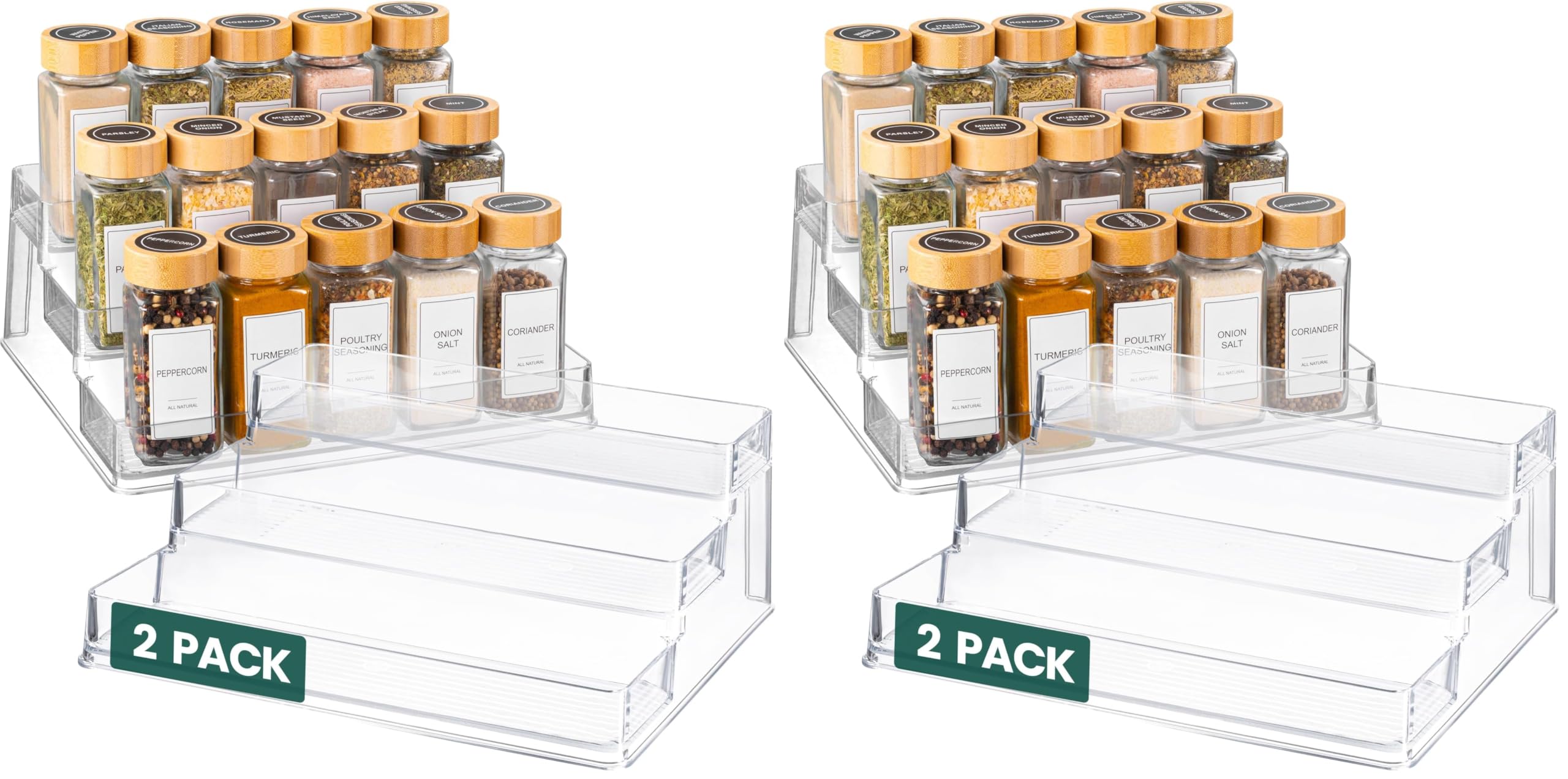 Clear Three Tier Acrylic Spice Rack Organizer for Kitchen Cabinet