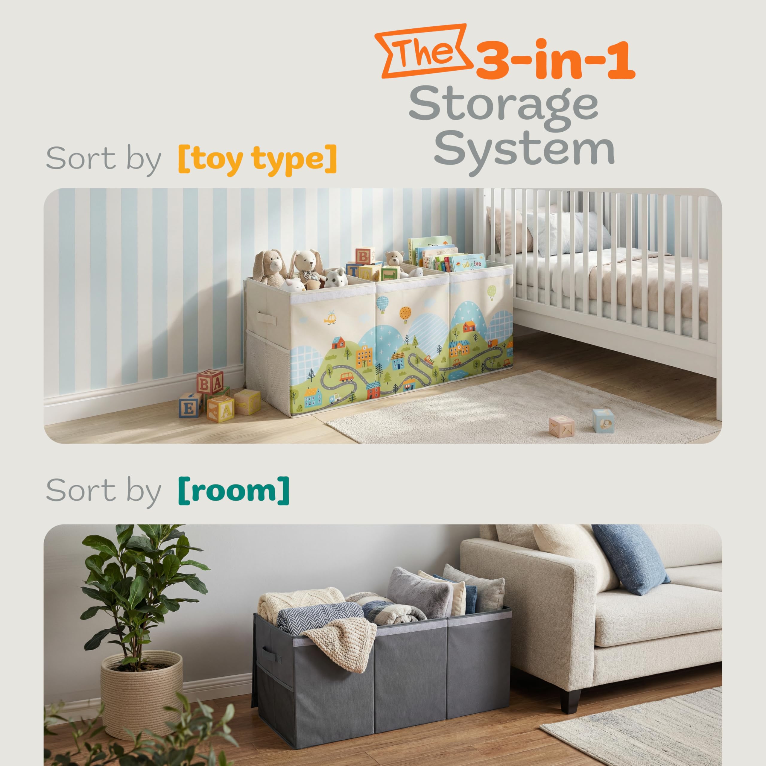 Extra Large Collapsible Toy Storage Box with Lid
