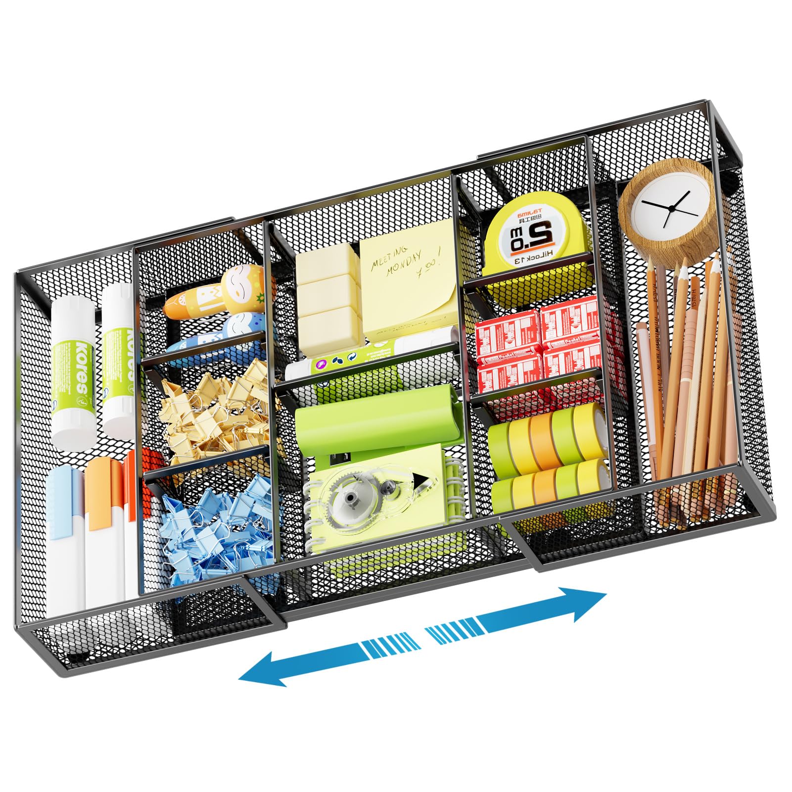 Expandable Desk Drawer Organizer with Ten Adjustable Compartments