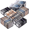 Six Pack Washable Clothes Drawer Organizers with Foldable Compartments