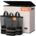 Extra Large 180L Three Section Laundry Hamper with Lid and Handles