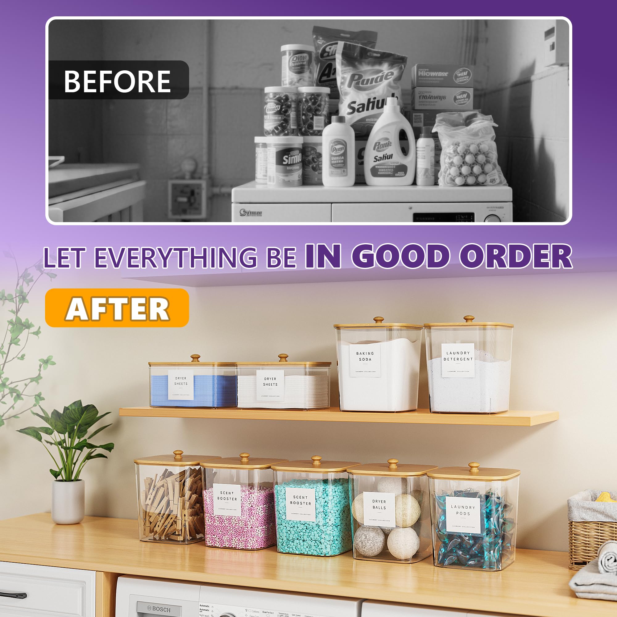 Four Pack Clear Laundry Pod and Detergent Storage Containers
