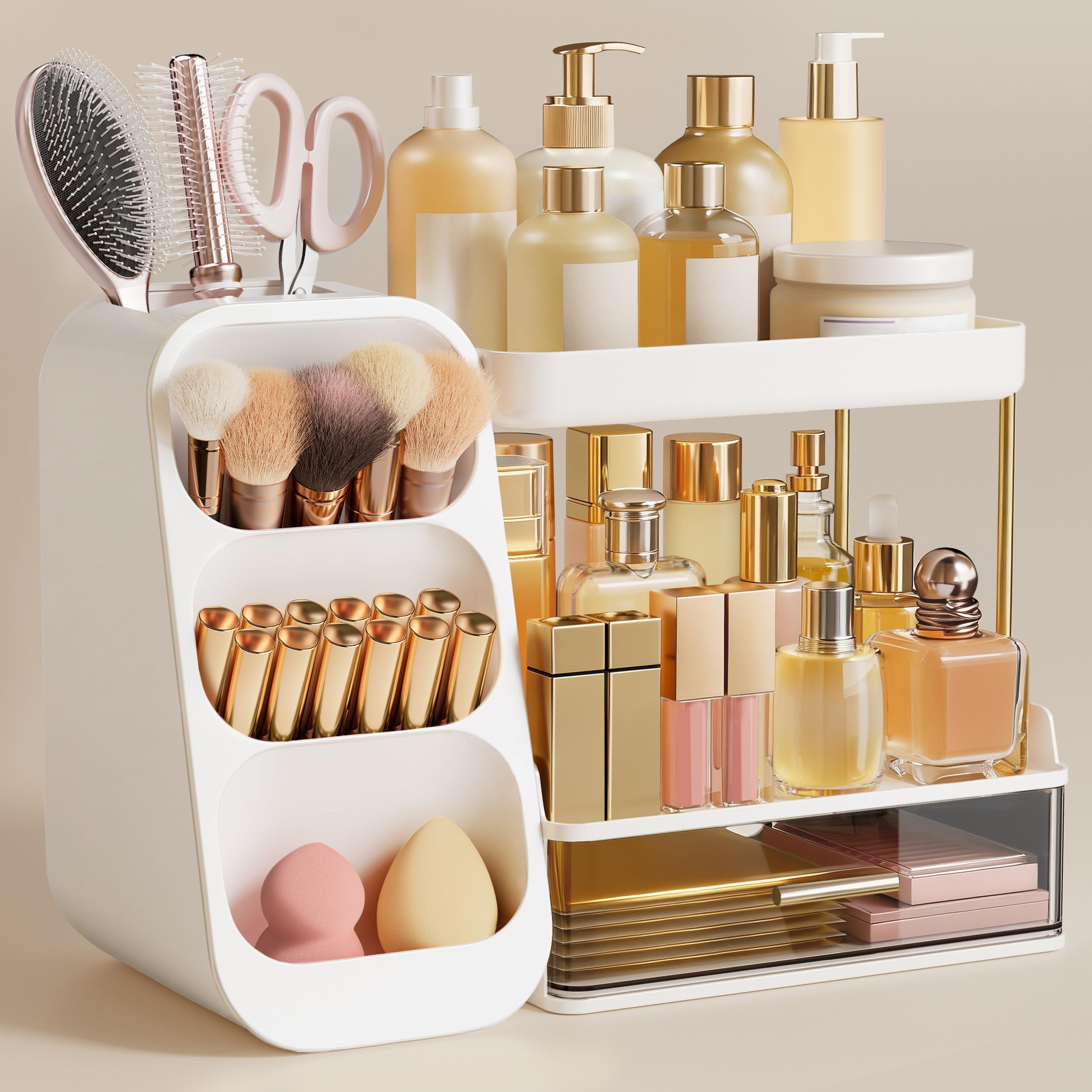 Vanity Makeup Organizer with Brush Holder