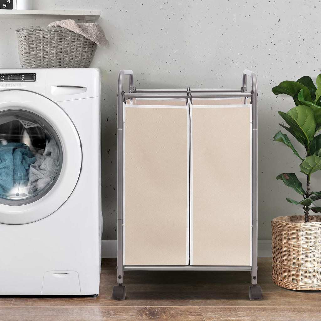 Rolling Laundry Sorter Hamper with Divided Compartments