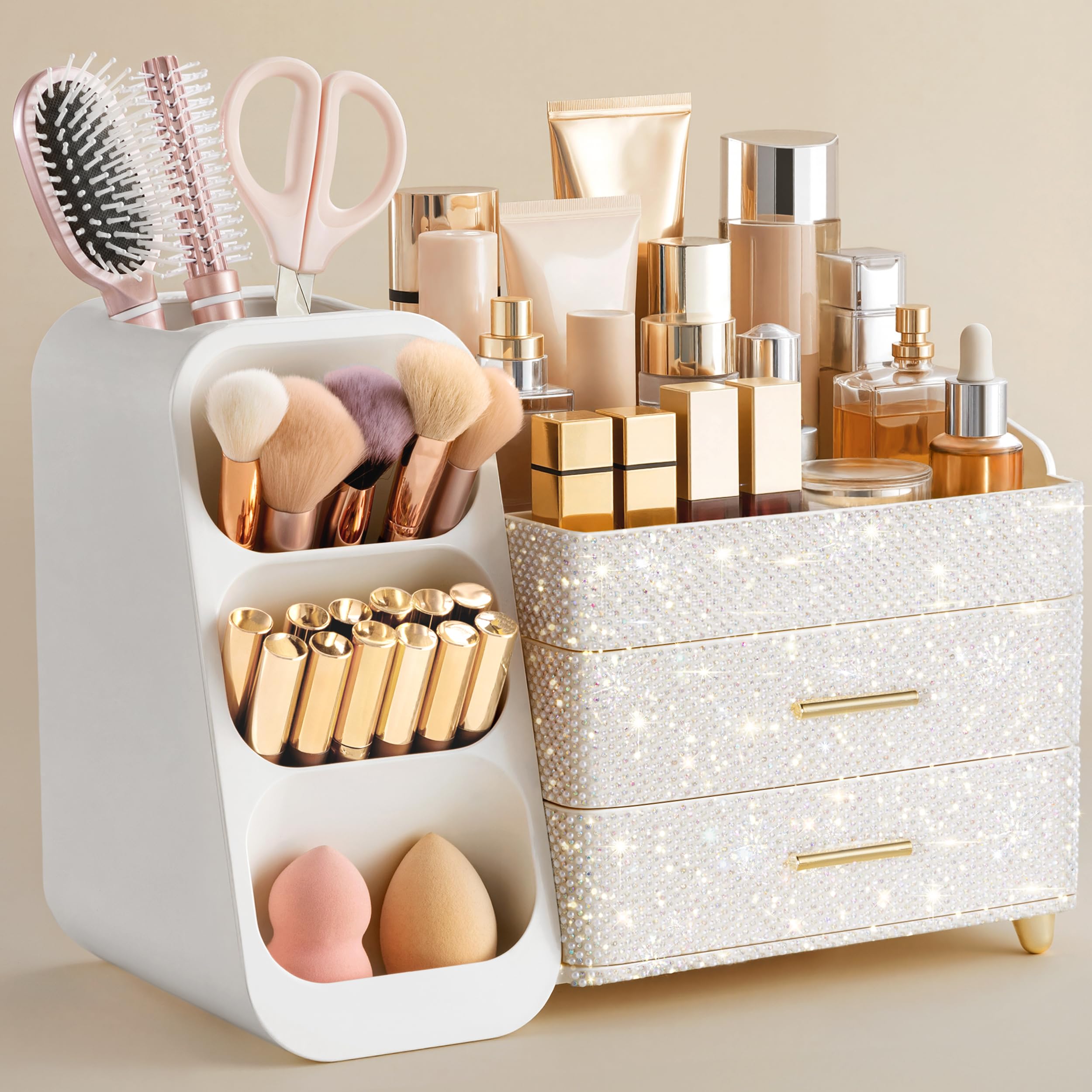 Vanity Makeup Organizer with Brush Holder
