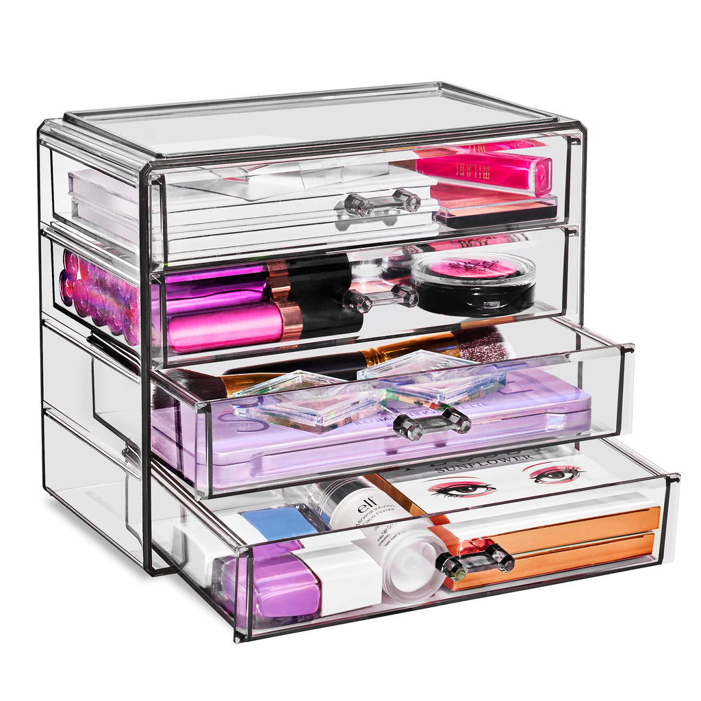 Four Drawer Acrylic Makeup Jewelry and Cosmetics Storage Case