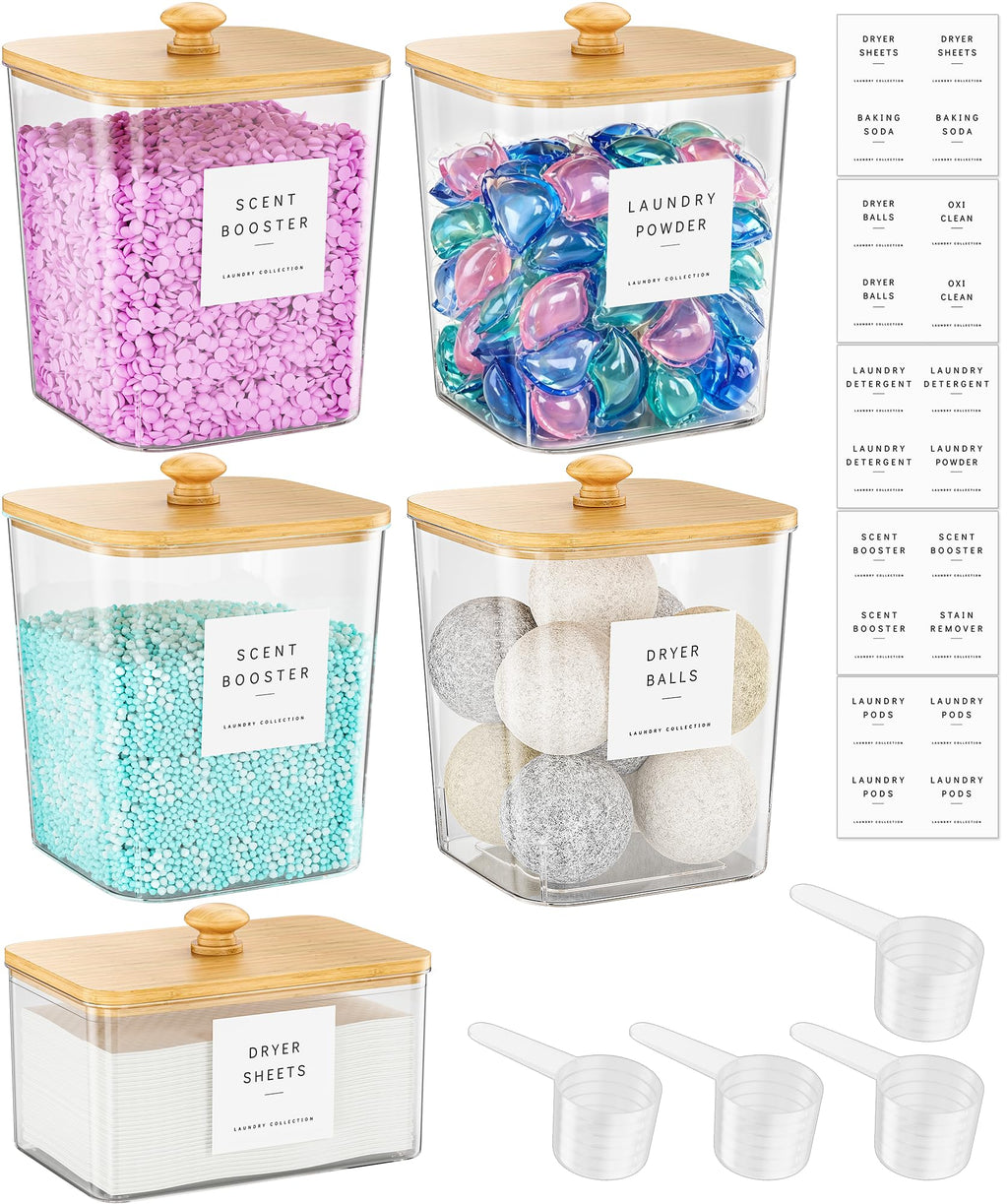Four Pack Clear Laundry Pod and Detergent Storage Containers