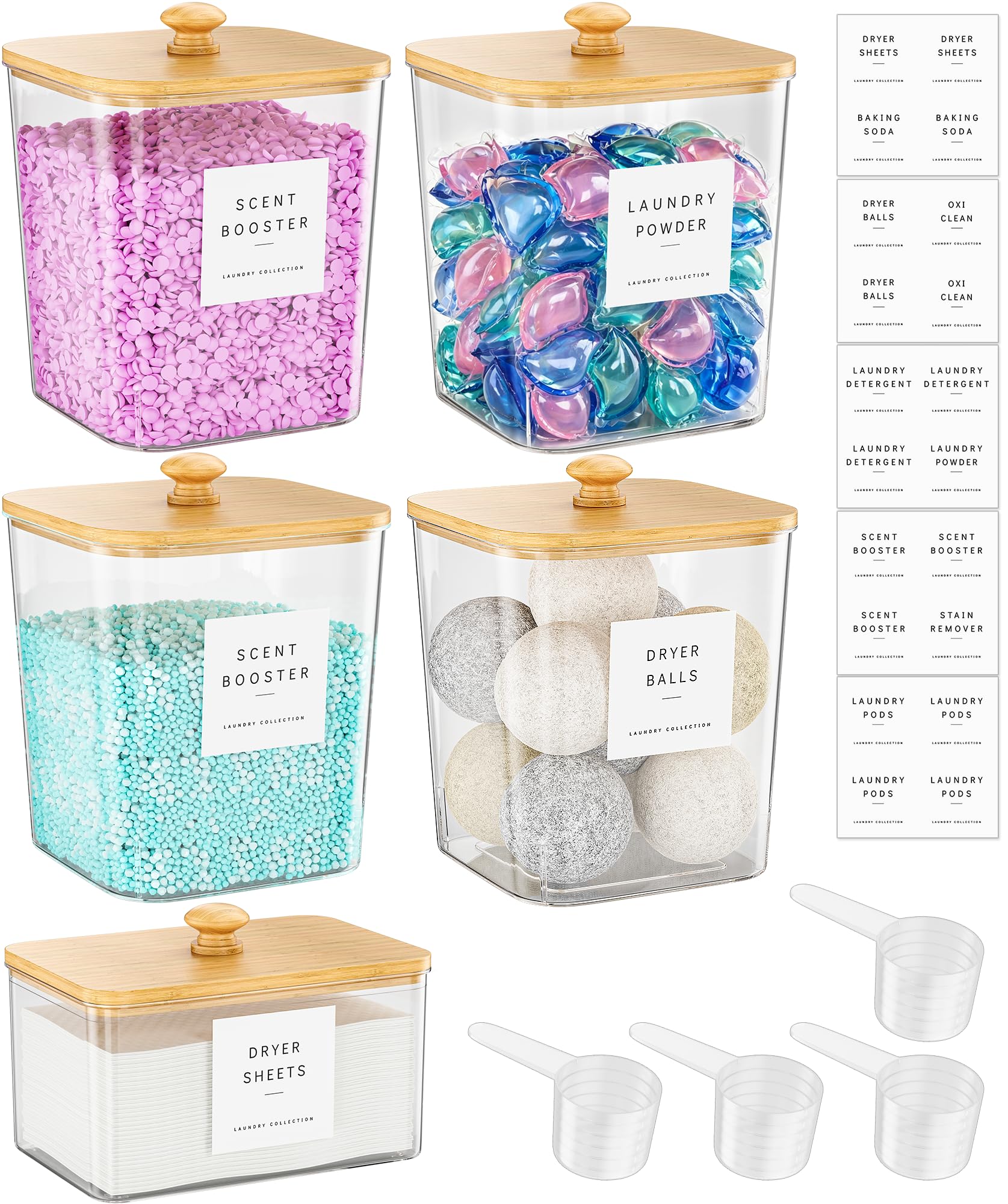 Four Pack Clear Laundry Pod and Detergent Storage Containers