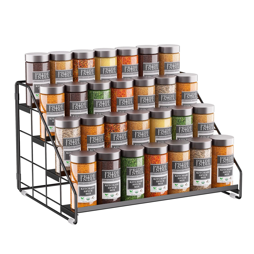 Adjustable Four Tier Spice Rack Organizer for Kitchen Cabinets
