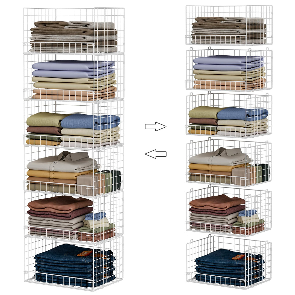 Four Tier Stackable Closet Storage Shelves