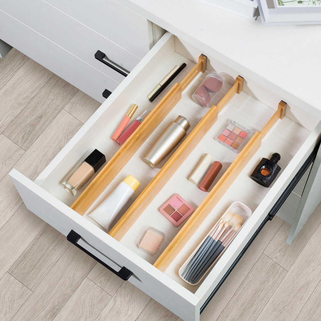 Expandable Bamboo Drawer Dividers for Kitchen Bathroom and Office