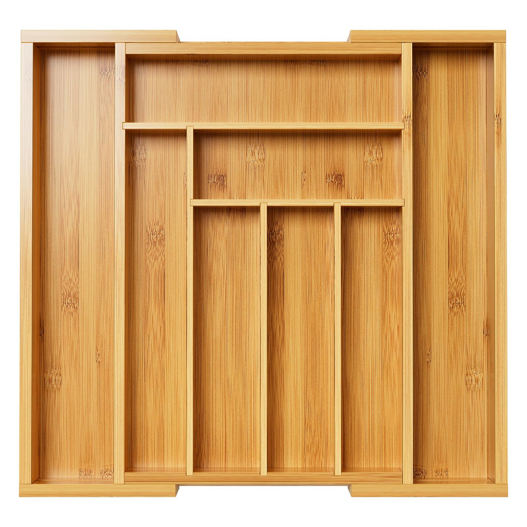 Expandable Bamboo Silverware and Cutlery Tray Organizer