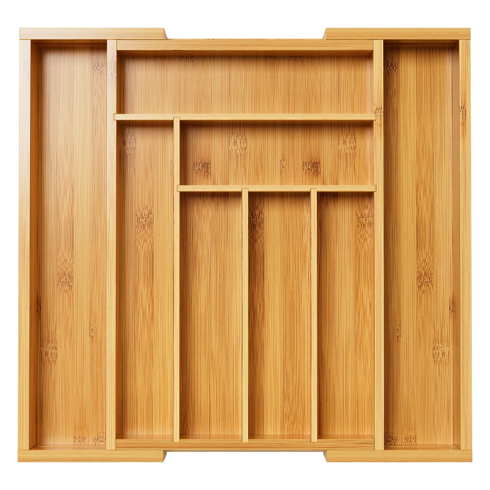 Expandable Bamboo Silverware and Cutlery Tray Organizer