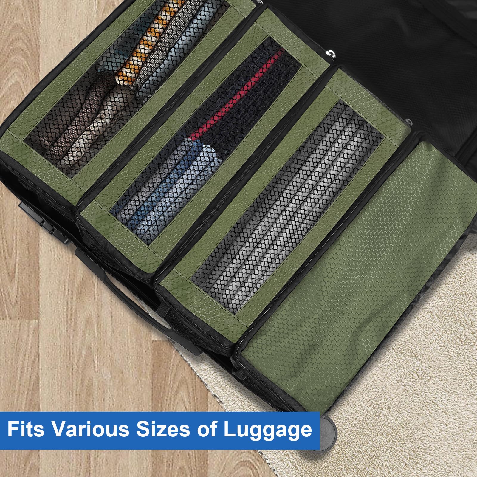 Collapsible Hanging Suitcase Organizer with Portable Travel Shelves