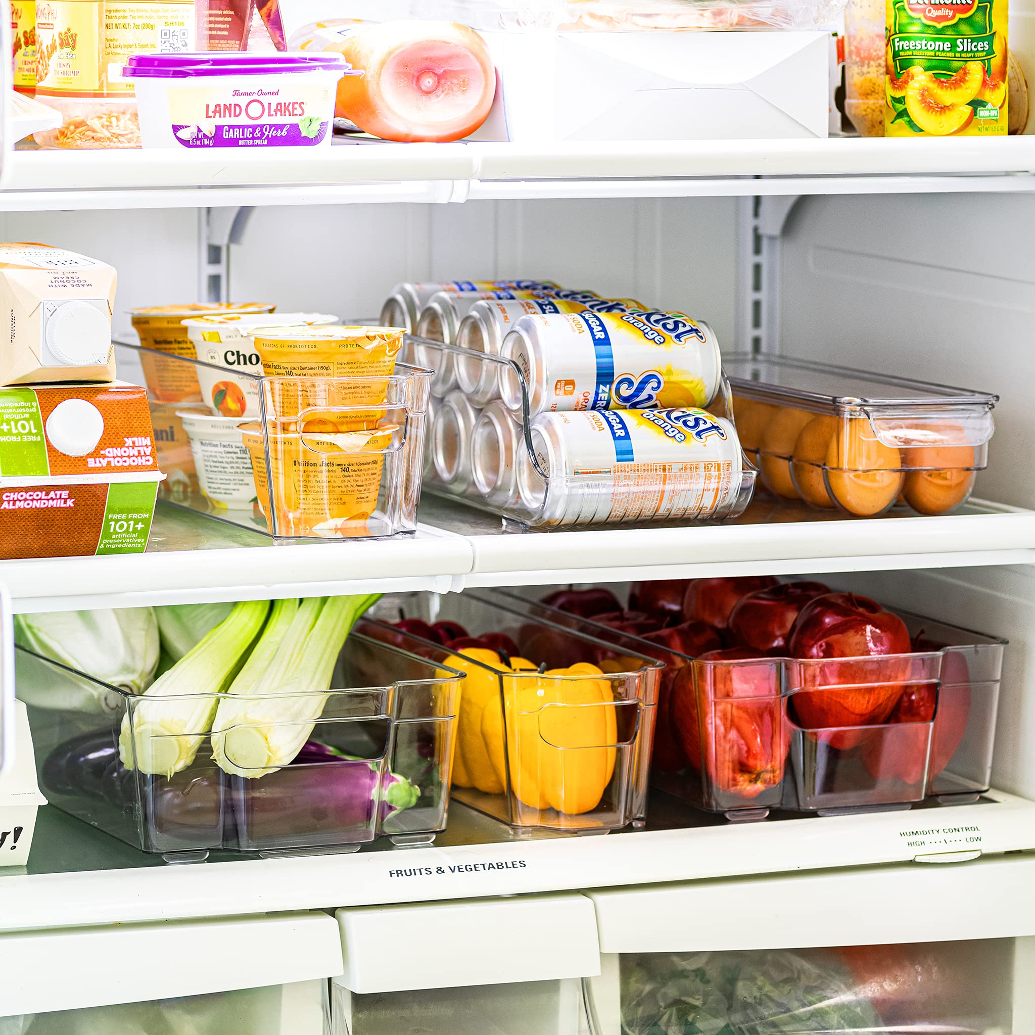 Clear Refrigerator Organizer Bins for Food and Household Storage