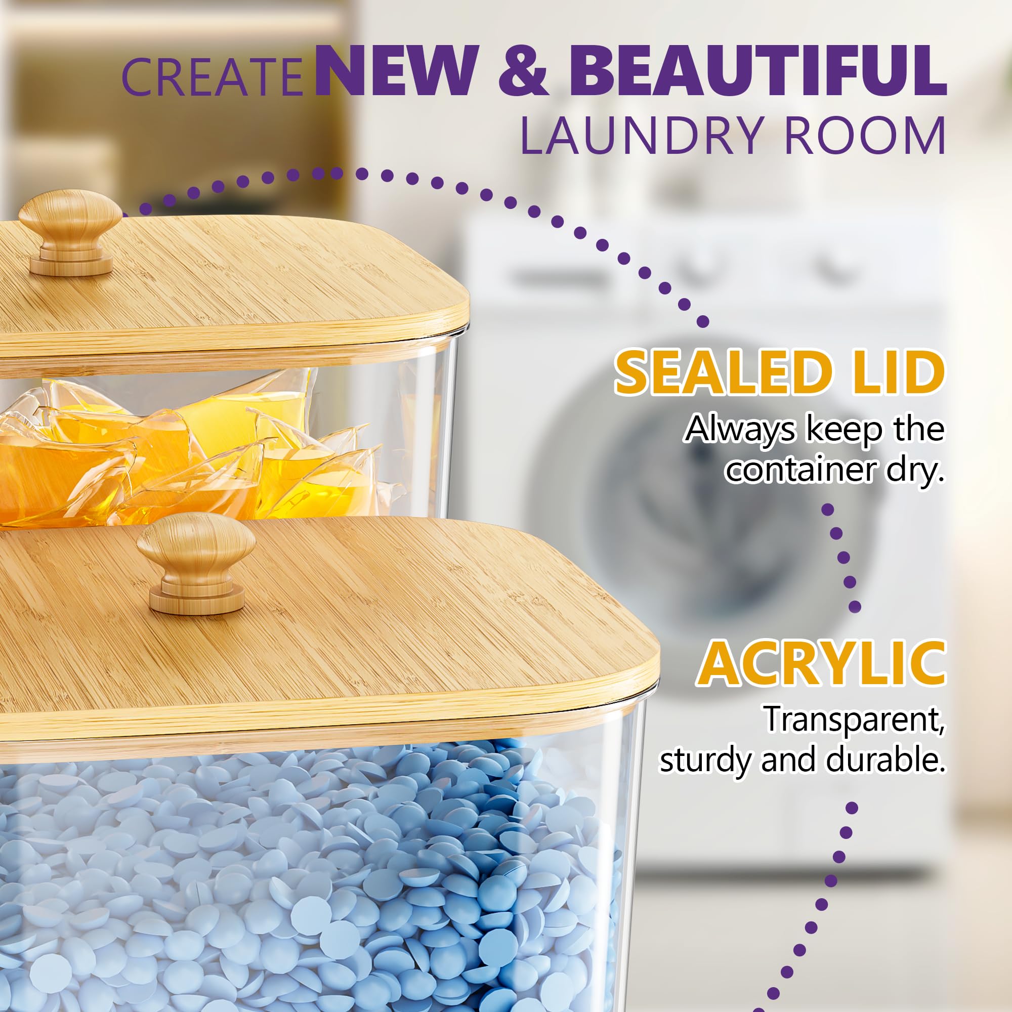 Four Pack Clear Laundry Pod and Detergent Storage Containers