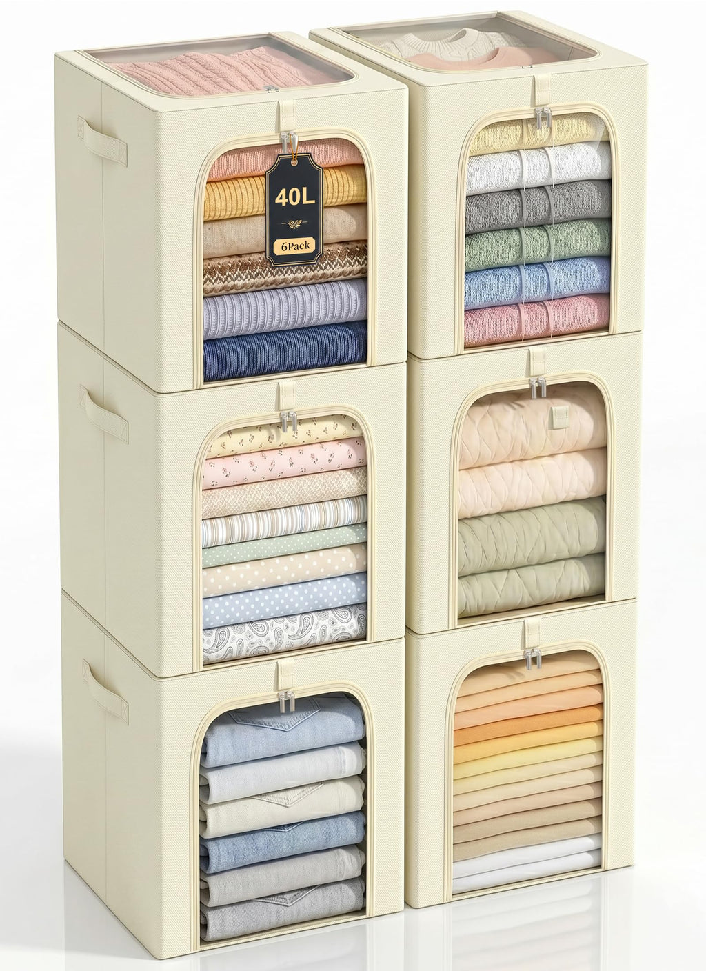 Clothes Storage Bins with Metal Frame for Closet Organization
