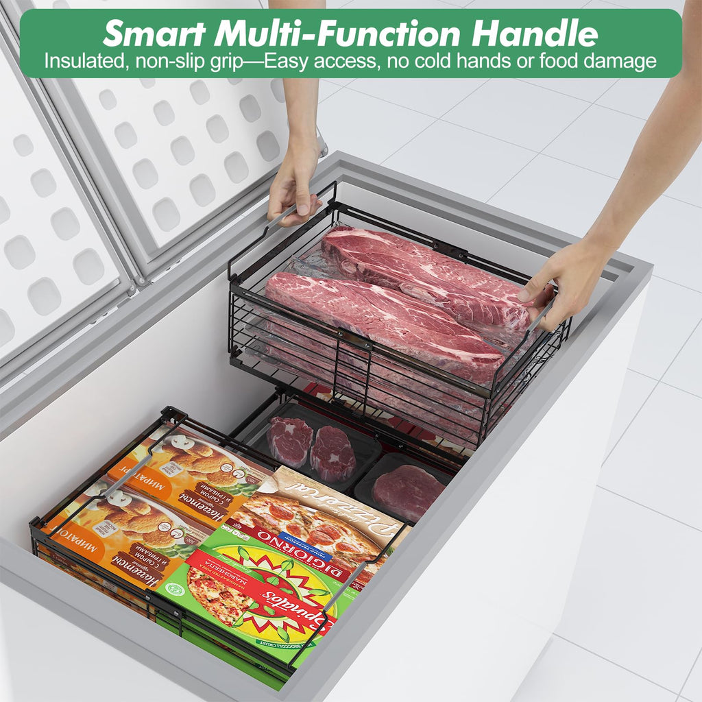 Four Pack Adjustable Stackable Freezer Organizer Bins for Chest Freezer