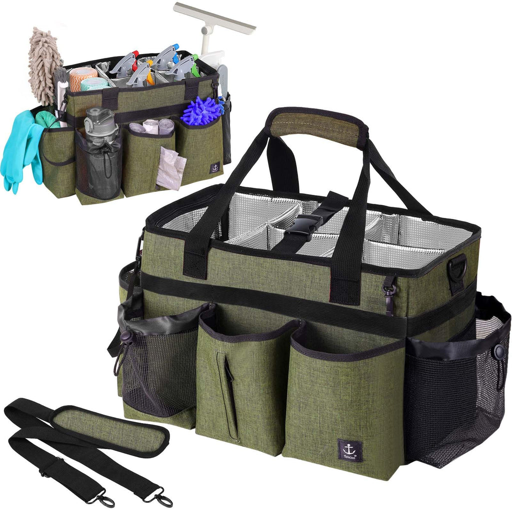 Large Wearable Cleaning Caddy Bag with Detachable Divider and Straps