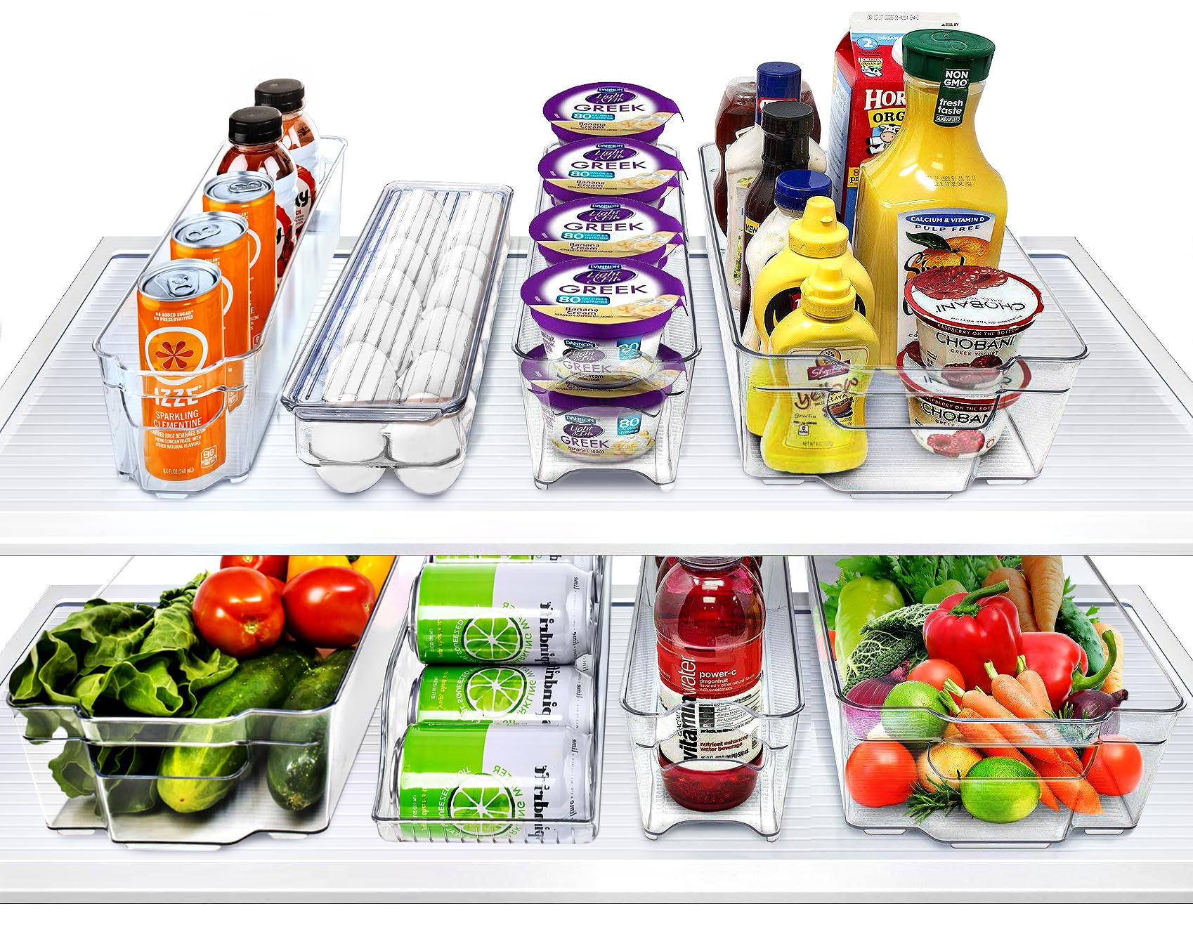 Clear Refrigerator Organizer Bins for Food and Household Storage