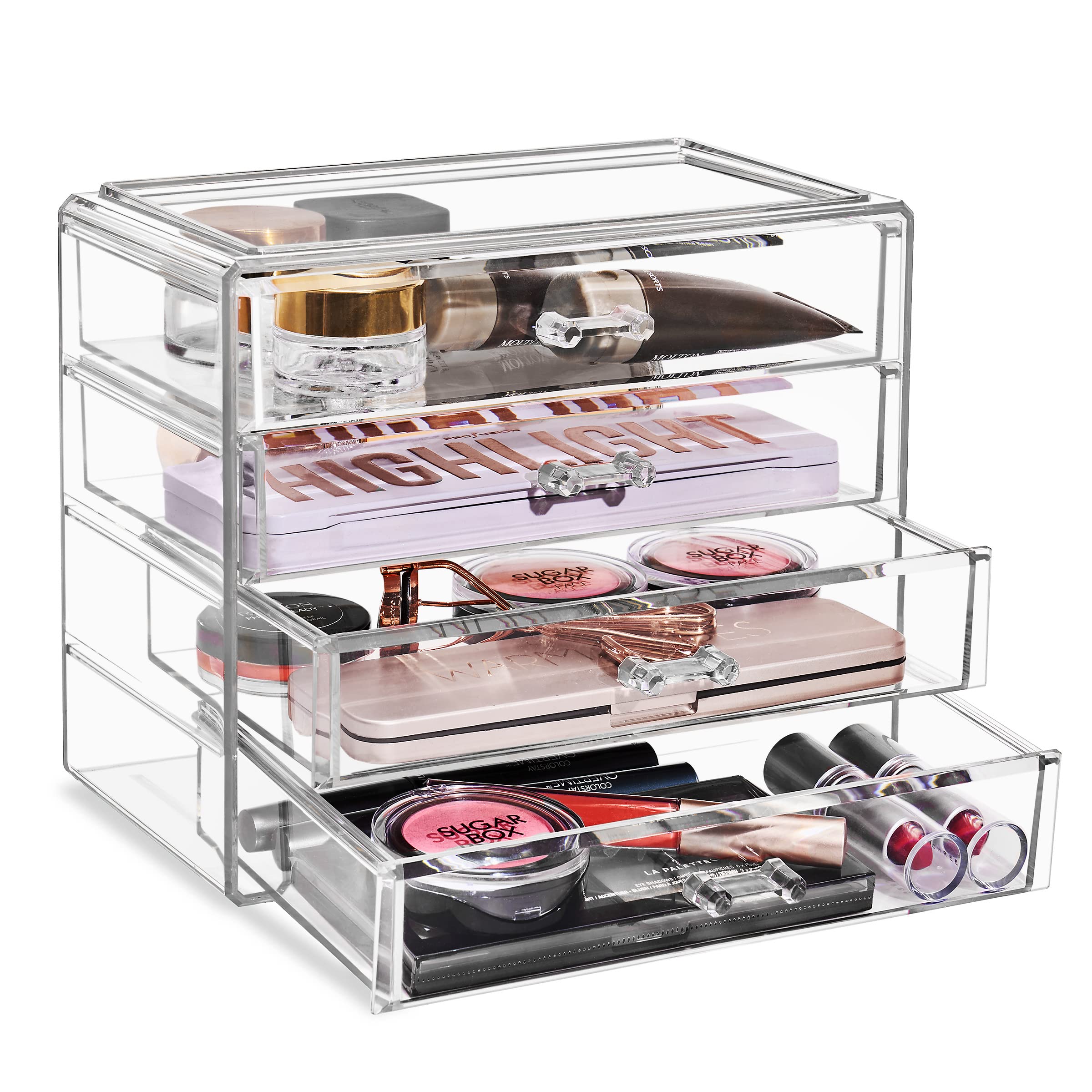Four Drawer Acrylic Makeup Jewelry and Cosmetics Storage Case