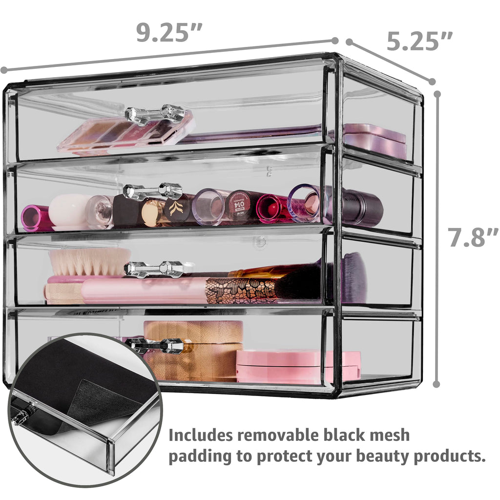 Four Drawer Acrylic Makeup Jewelry and Cosmetics Storage Case