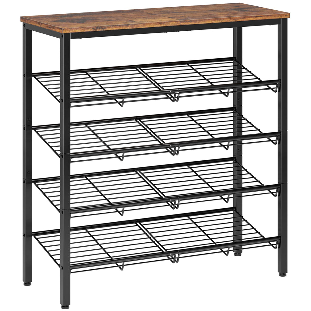 Shoe Rack Organizer with Storage Shelves and Spacious Top