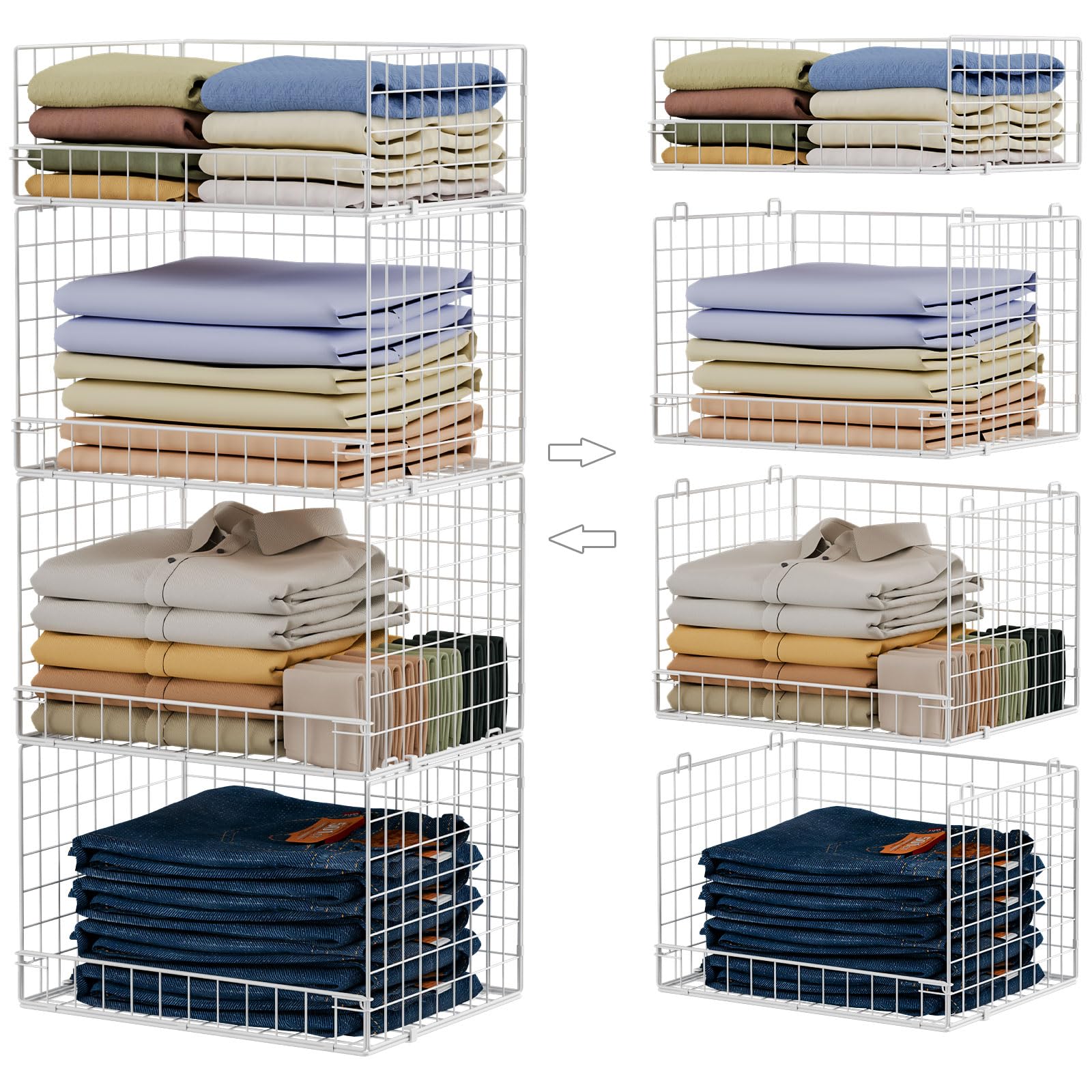 Four Tier Stackable Closet Storage Shelves