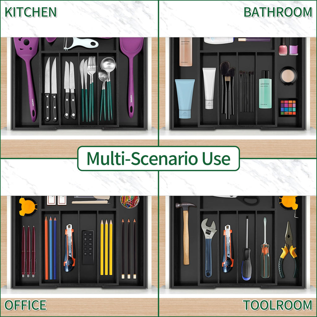 Expandable Bamboo Kitchen Drawer Organizer for Utensils and Cutlery