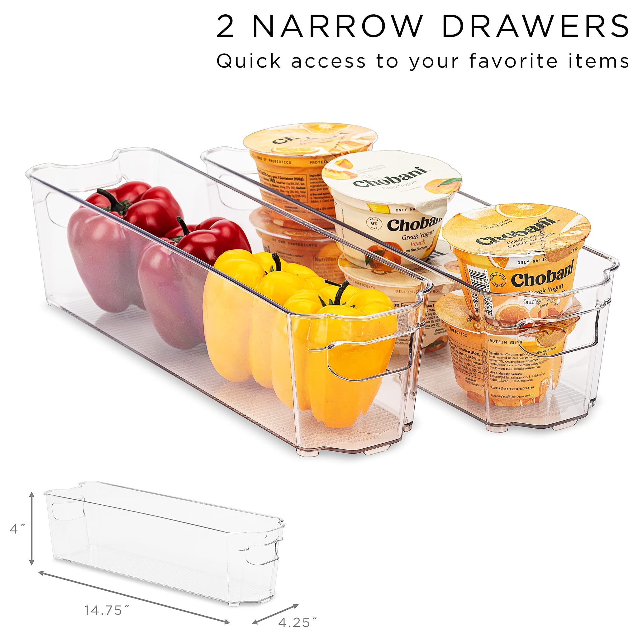 Clear Refrigerator Organizer Bins for Food and Household Storage