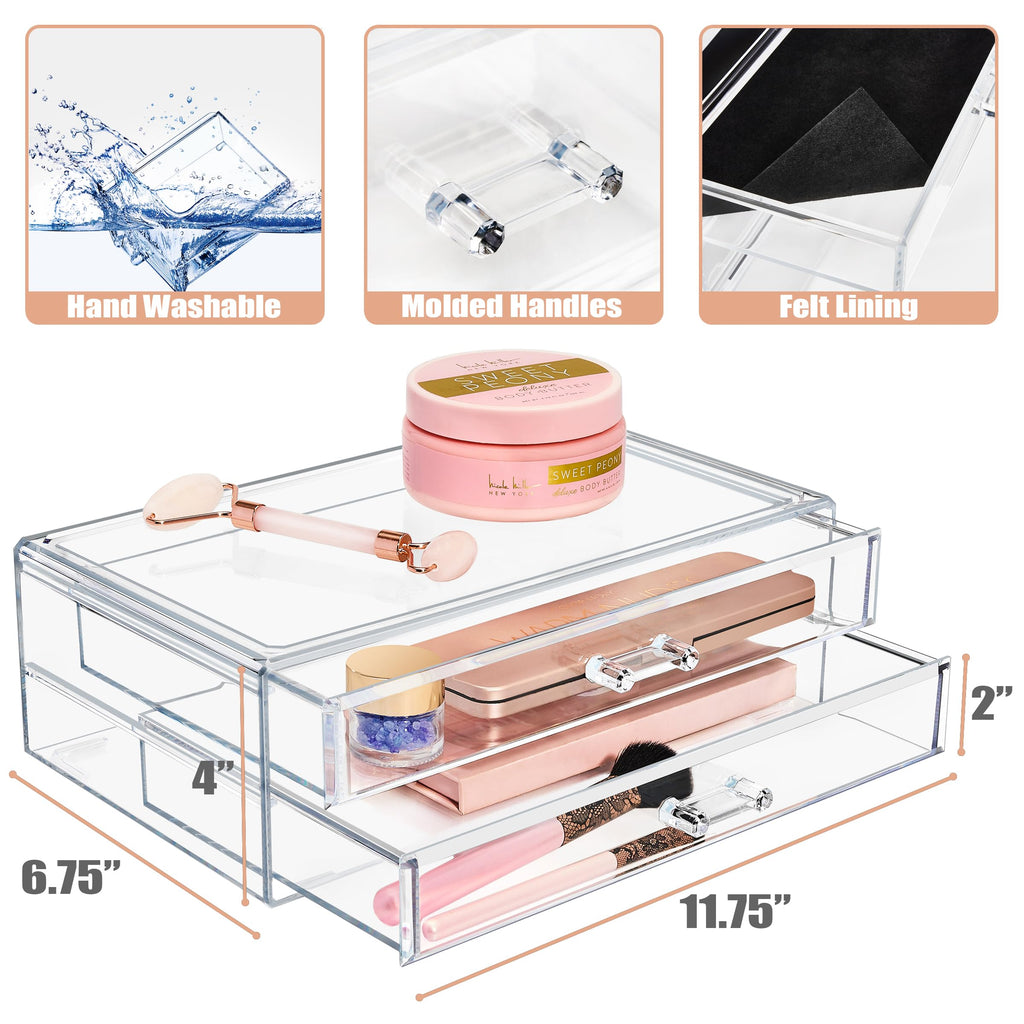 Large Clear Detachable Makeup and Jewelry Organizer for Vanity