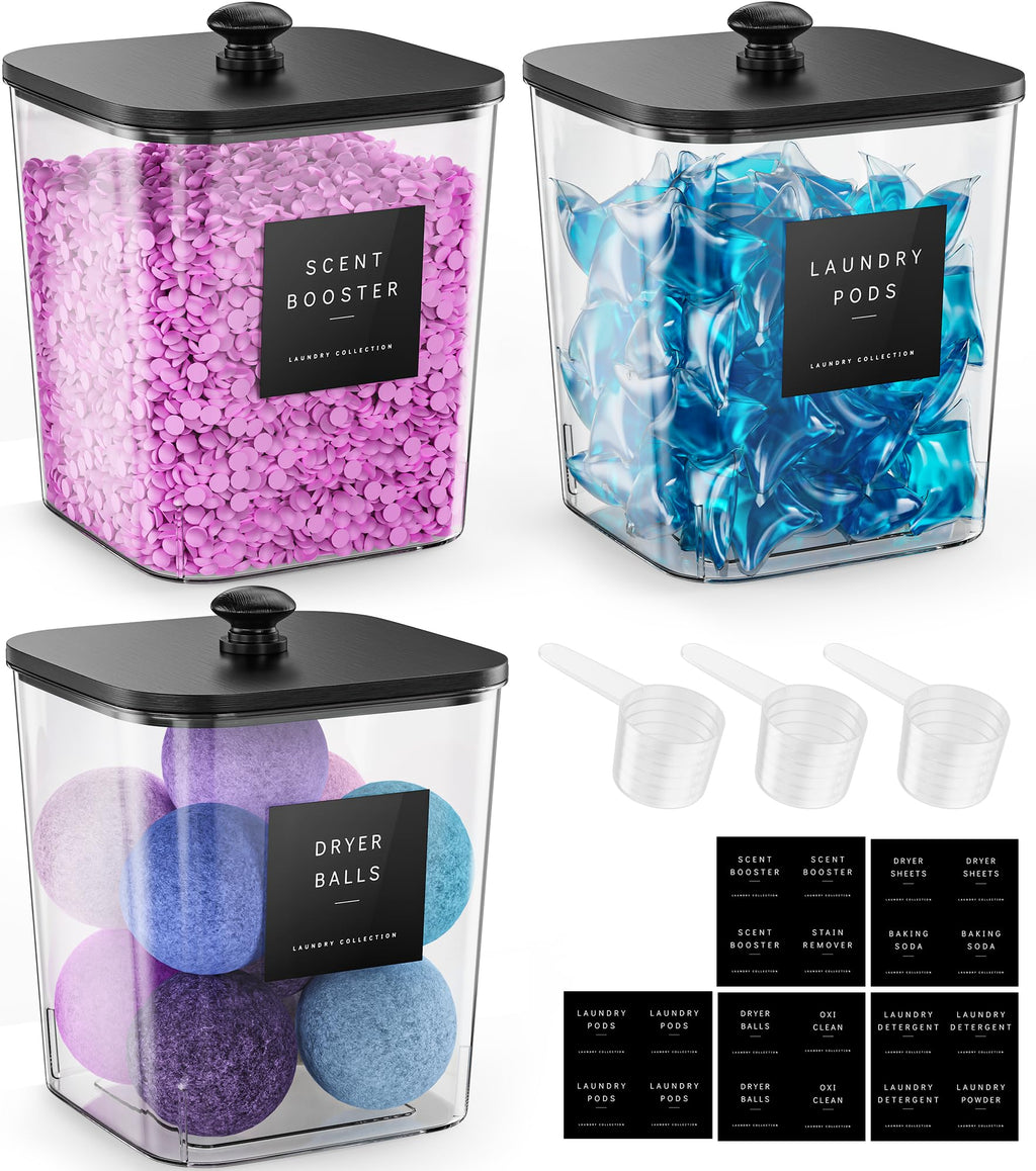Four Pack Clear Laundry Pod and Detergent Storage Containers