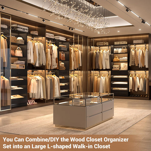 8FT Closet Organizer System with 4 Wooden Drawers and 4 Shelves