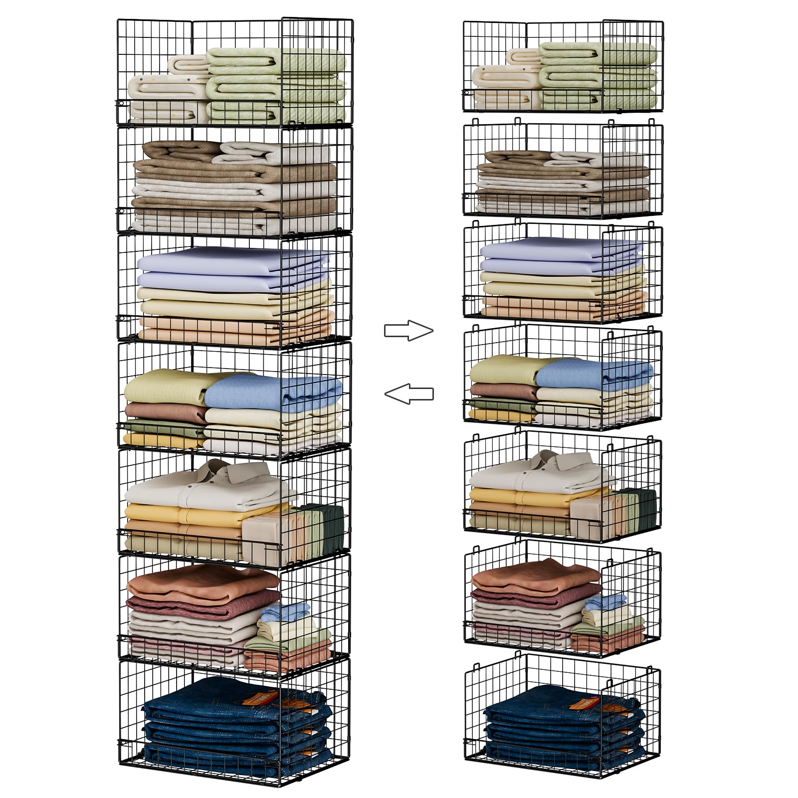 Four Tier Stackable Closet Storage Shelves