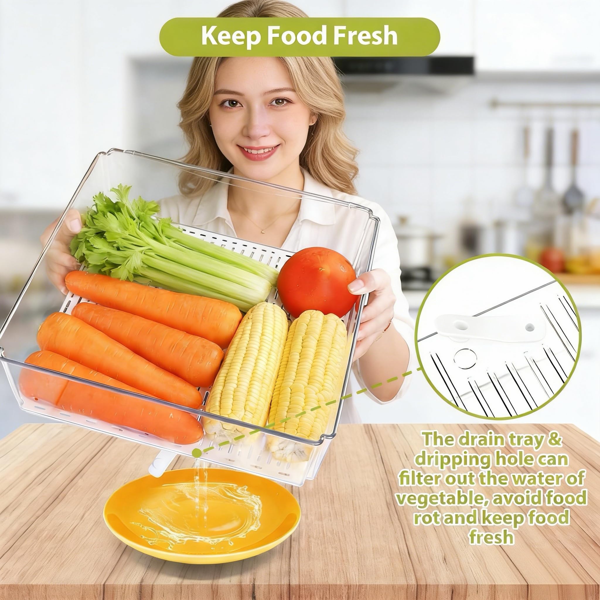 Stackable Clear Refrigerator Organizer Bins with Lids