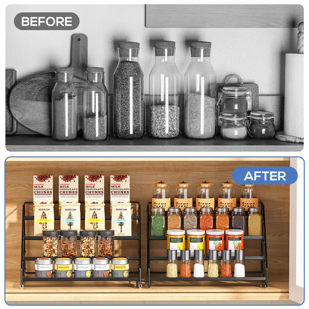 Adjustable Four Tier Spice Rack Organizer for Kitchen Cabinets