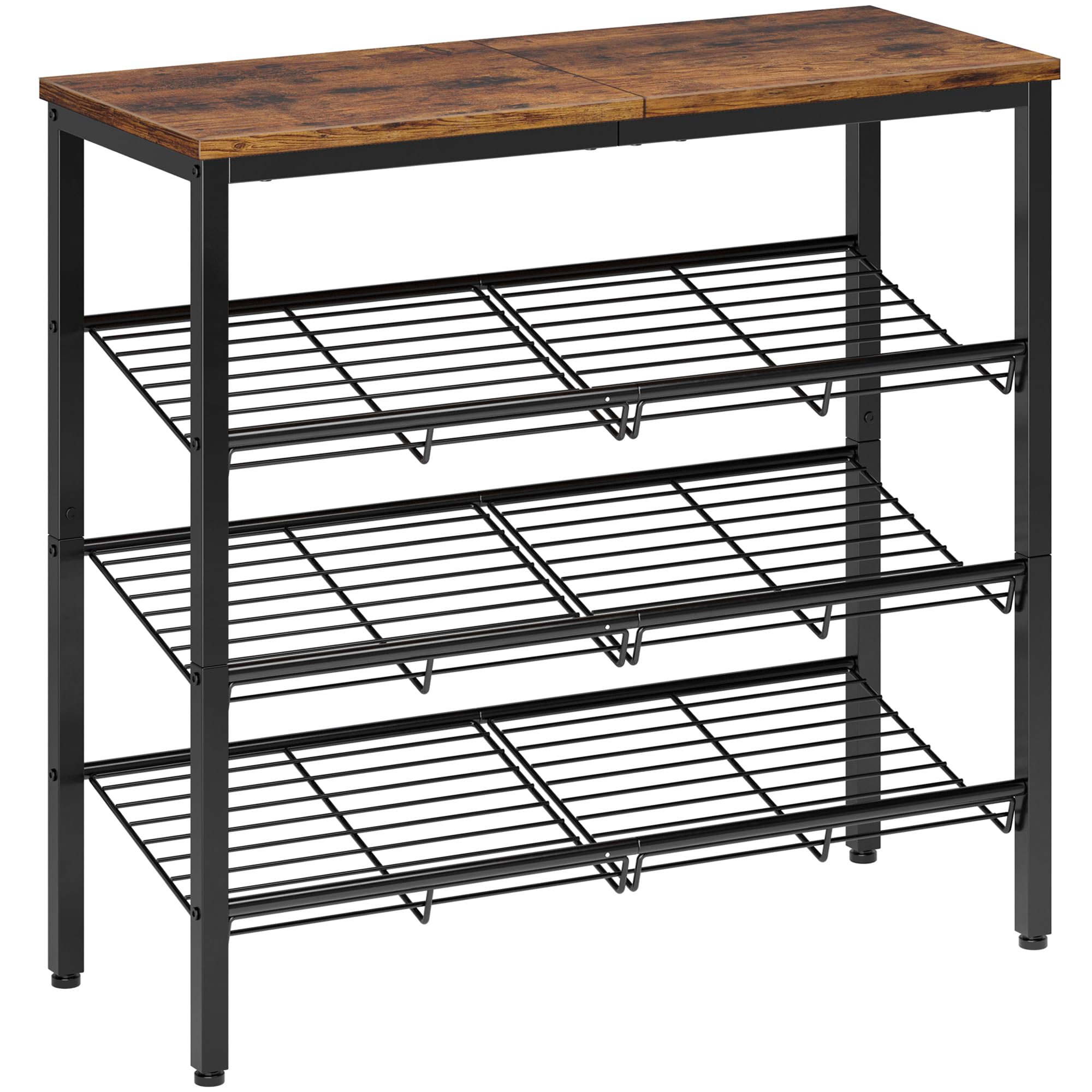 Shoe Rack Organizer with Storage Shelves and Spacious Top