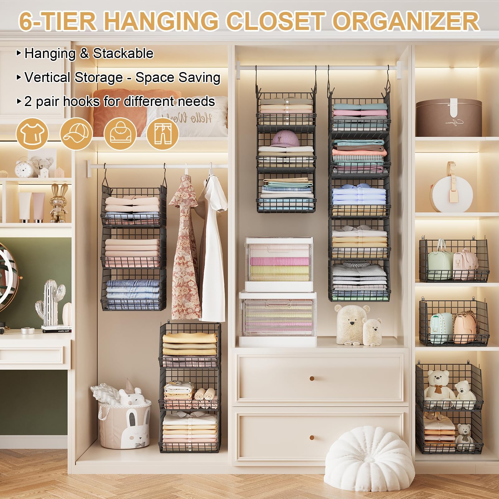 Eight Tier Hanging Closet Organizer with Wire