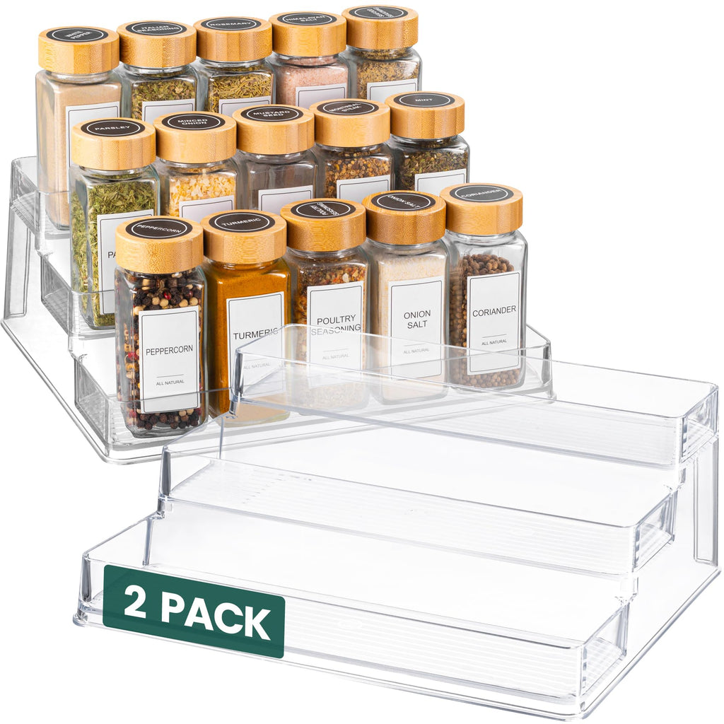 Clear Three Tier Acrylic Spice Rack Organizer for Kitchen Cabinet