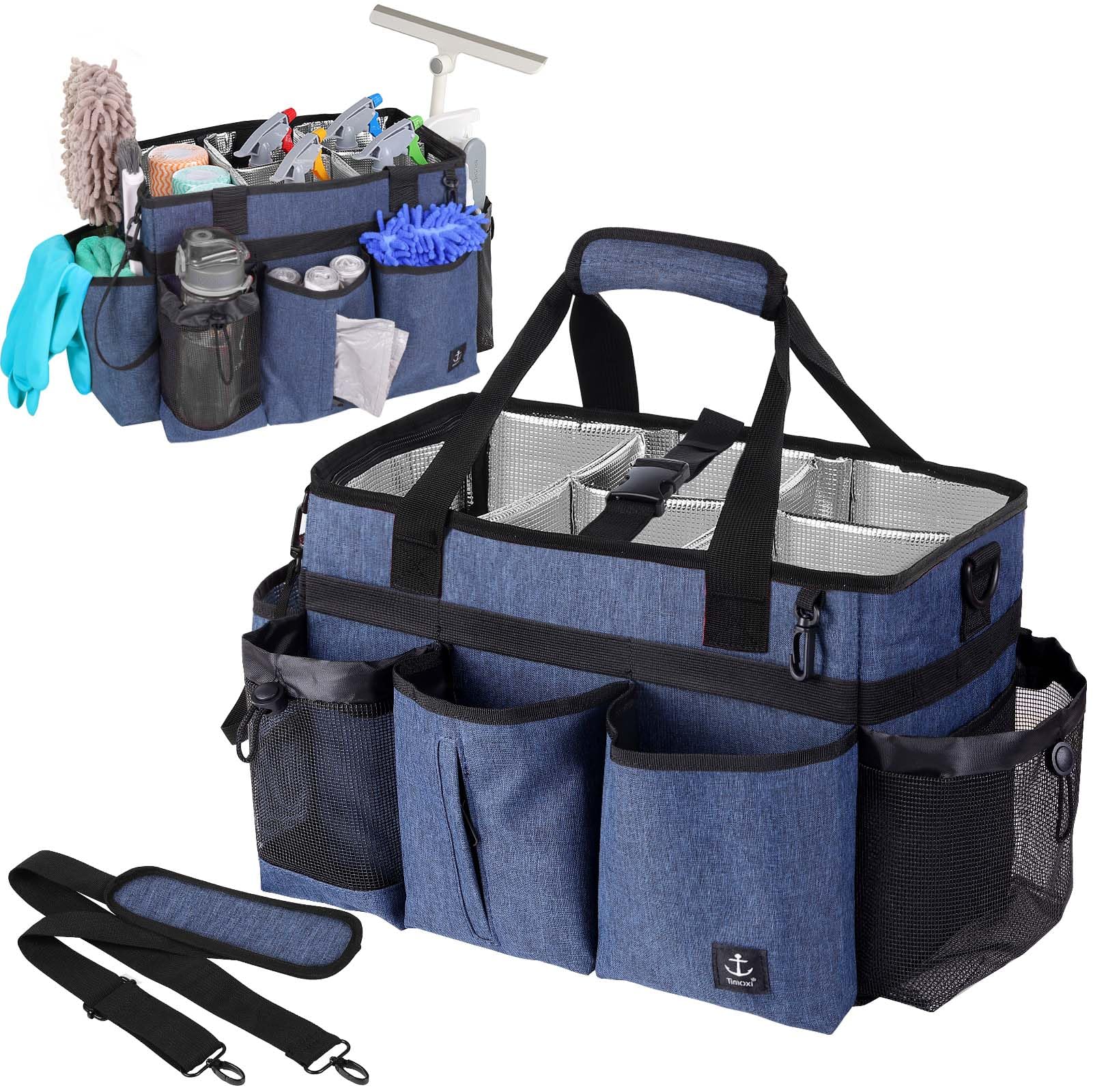 Large Wearable Cleaning Caddy Bag with Detachable Divider and Straps