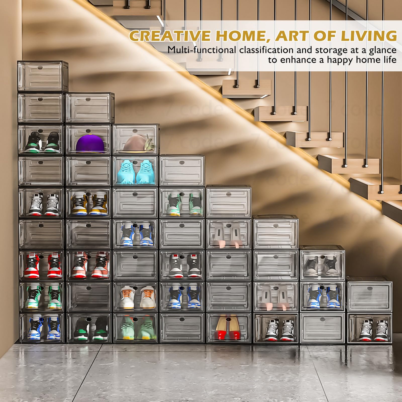 Sturdy Clear Stackable Shoe Storage Boxes with Magnetic Doors