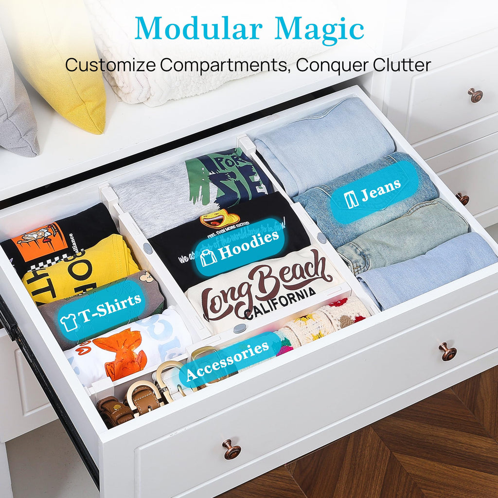 Adjustable Drawer Dividers for Clothes and Closet Organization